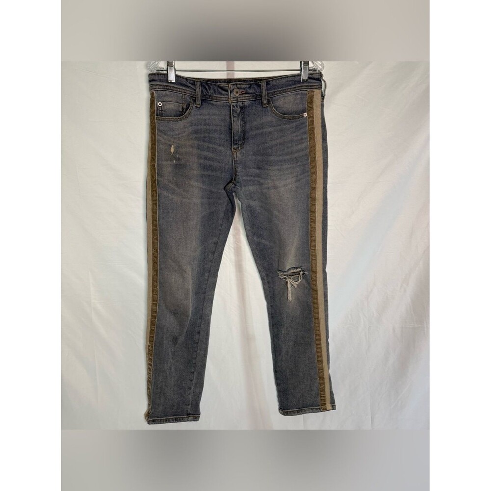 Anthropologie Pilcro Slim Boyfriend Jeans Side Stripe Size 28 Distressed